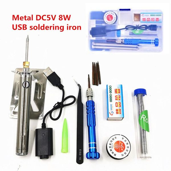 

5v 8w usb soldering iron wireless charging soldering station mini portable battery iron with usb welding tools