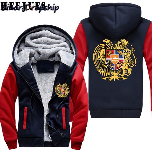 

mens armenia harajuku jacket coat thick fleece hooded white sudadera hombre outdoor tracksuit pullover off sweatshirts hoodies, Black