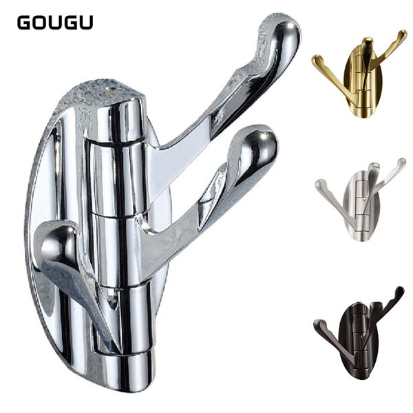 

gougu multifunctional wall mounted hooks flexible alloy three tiers robe hook for coat towel modern bathroom accessories 4colors
