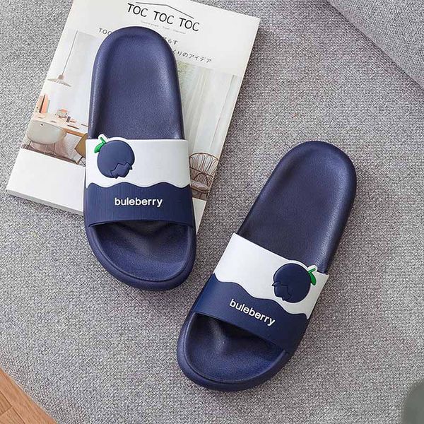 

slippers men's summer fashion home lovely cartoon fruits bath flip flops couples fresh strawberry slides shoes wholesale, Black