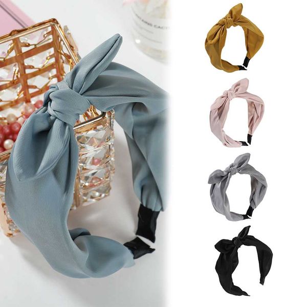 

fashion womens bow knot hairband solid color cross knot women hair head hoop simple sweet girls hair headband accessories, Golden;white