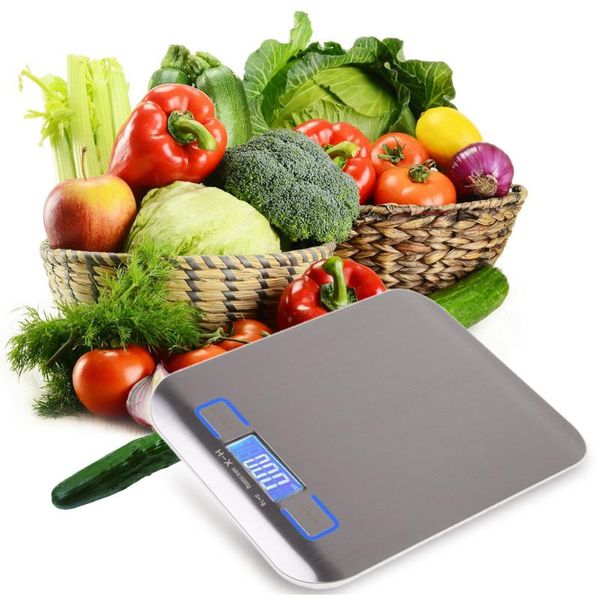 

11 кг / 5000 г электронные цифровые кухонные весы пищевой нержавеющей стали lcd веся маштаба высокой точности измерительных инструментов
