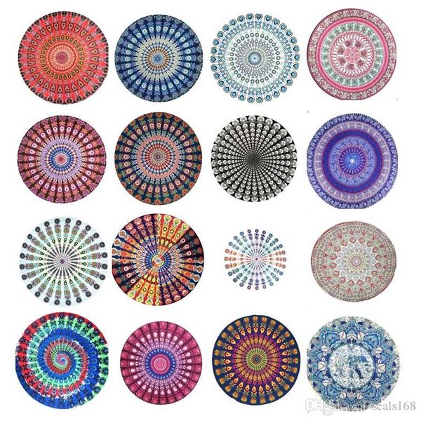 

mandala beach towel blanket for peacock bohemia round printing tapestry yoga mat summer picnic rug beach blanket fhh7-2009