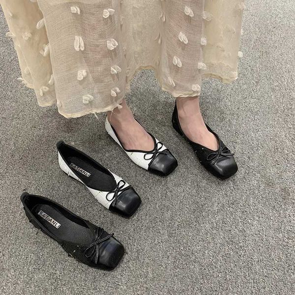 

shoes woman 2020 shallow mouth casual female sneakers soft square toe designer women bow-knot flats new summer, Black