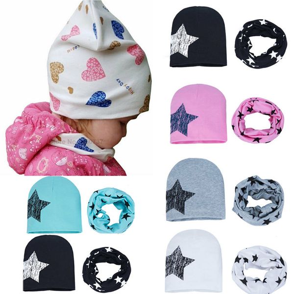 

2pcs spring baby hat girl boy cap children hats toddler kids hat scarf collars new newborn baby girl boy cap star cap scarf set, Yellow