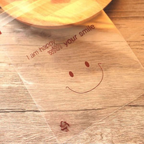 

50pcs 10x10 smile cartoon self adhesive plastic packing bags diy candy cookie biscuits snack bag for home wedding party gift bag