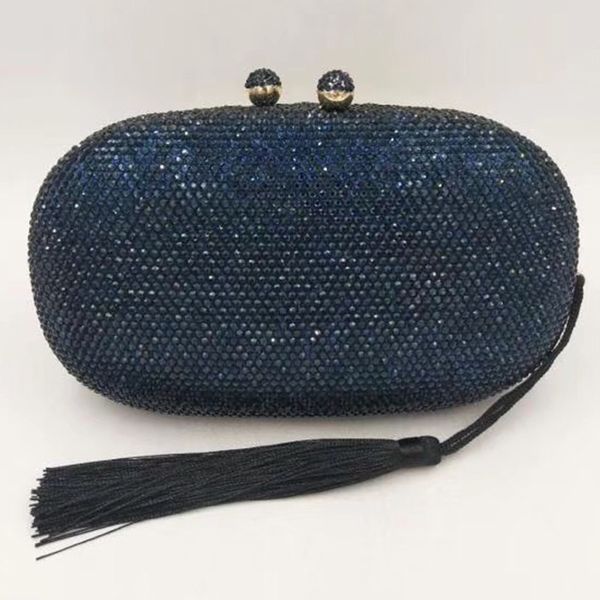 

xiyuan fashion black tassel designer clutch bags dark blue crystal women evening bag clutches purses lady handbag