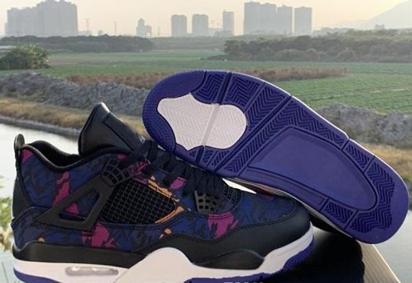 

бред 4s мужчины ретро big kid баскетбол обувь 4 rush violet что фиба silt красный прохладный серый черный кот мужские jumpman спорт кроссовк, Black