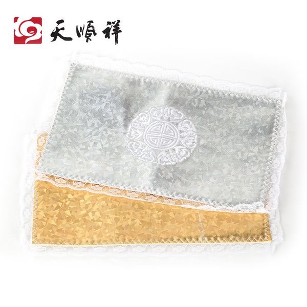 

soft silk paved with gold cover silver bedding shou bei funeral and interment articles 6 pcs