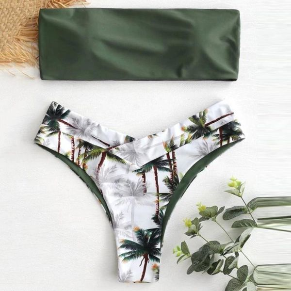 

bikinis set women bikini coconut print padded swimwear bathing swimsuit beachwear adjustable shoulder bodysuit