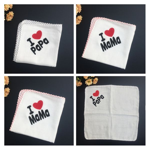 

детские нагрудные платки из 100% хлопка я люблю маму-папу детский белый платок с принтом детские нагрудники с квадратной марлевой платок, White