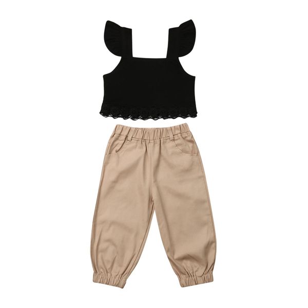 

Summer Toddler Kids Baby Girls Crop Tops T-shirt+Long Pants Trousers Outfit Clothes 2pcs Set 1-5Y