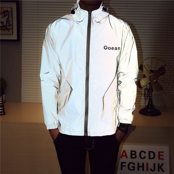 

2019 new vetement femme men's jaqueta masculina new style waterproof luminous jacket long sleeve hooded casual coat windbreaker, Black;brown