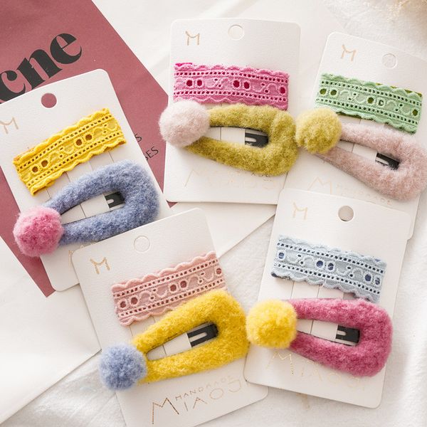 

2pcs/set fashion kids hair accessories winter candy color hair clips for girls children simple handmade bb hairpins barrettes, Slivery;white