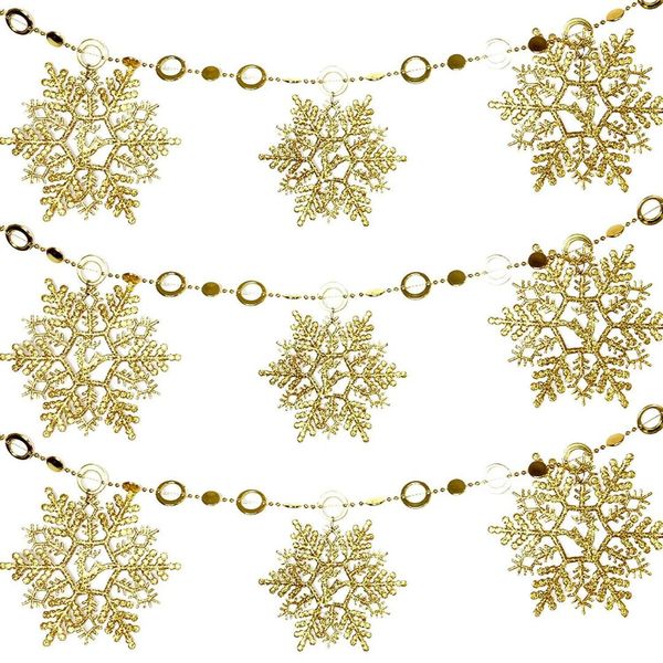 

fashion gold glittering beaded snowflake chain christmas decoration for xmas tree home kitchen bedroom