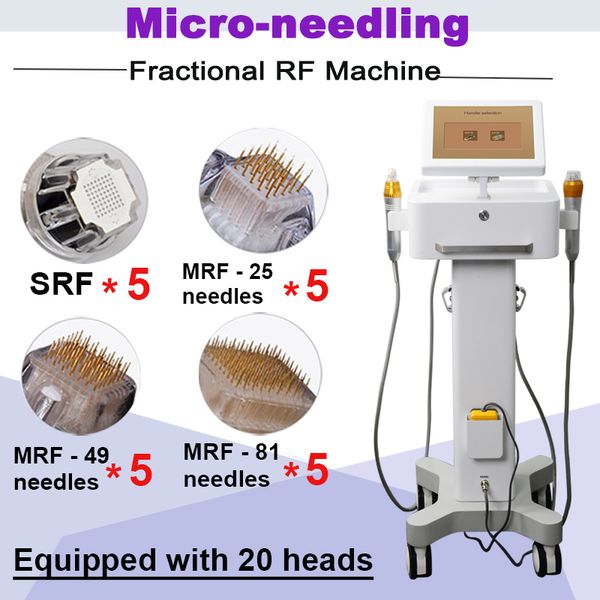 

microneed fractional rf facial care body slimming stretch marks removal machine one handle with 4 tips 64pins 25pins 10pins srf tip