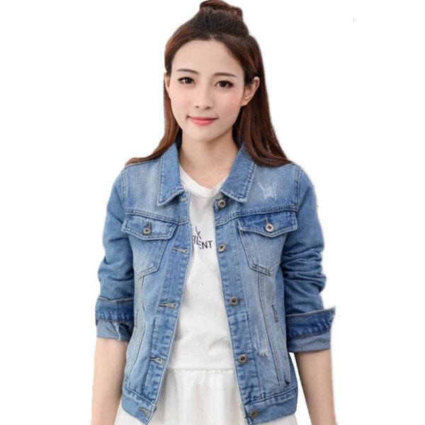 

2019 fashion denim jacket women short jeans overcoat ladies jackets turn down solid collar slim white black jeans jacket outwear, Black;brown
