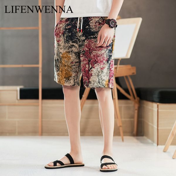 

men's summer casual shorts men brand new board shorts 2019 new design printed breathable elastic waist fashion men m-5xl, White;black
