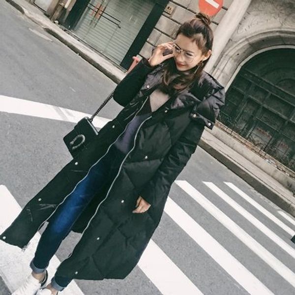 

women's down & parkas autumn winter coats white duck thick jackets hooded warm long black overcoat plus size casaco feminine lx1157