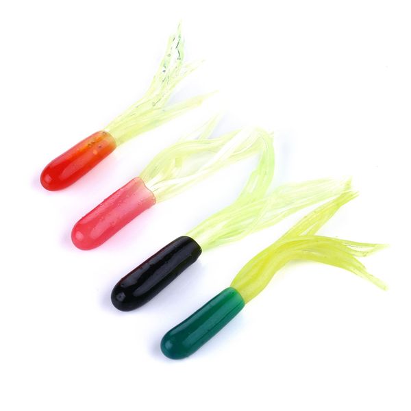 HENGJIA Toptan 1 Pack 4.5 cm 0.5g Balıkçılık Lures Maggot Grub Softlure Solucanlar Karışık Renk Yumuşak Yem