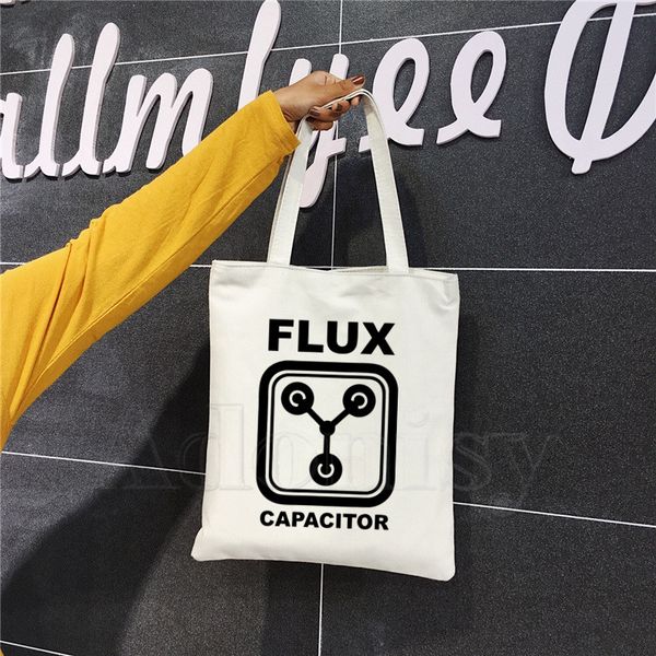 

back to the future classic movie series print shopping bag women canvas tote bags printing eco bag cartoon shopper shoulder bags
