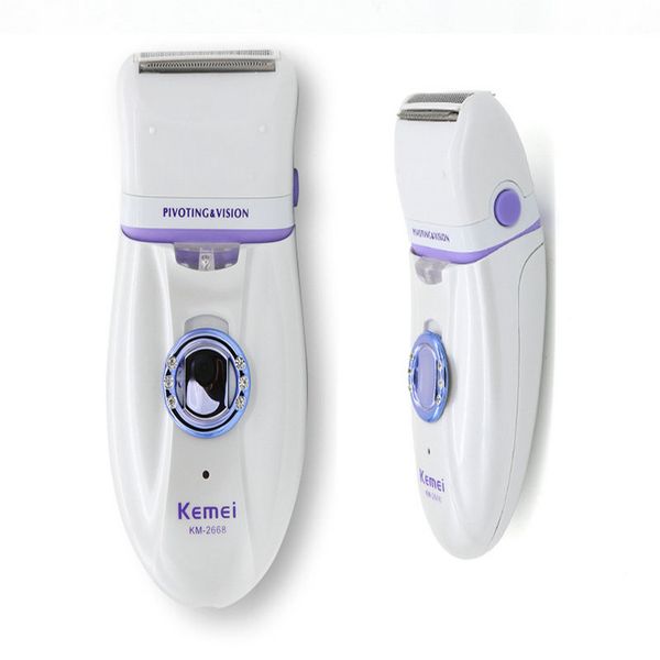 

2016 electric rechargeable women shave wool device 2 in 1 knife lady shaver epilator shaving km 2668 waterproof dual head hair ihiqd