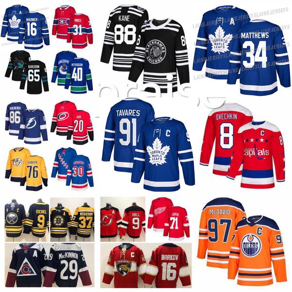 

2019 toronto maple leafs jersey chicago blackhawks vancouver canuck hockey jerseys 88 brent burns 29 nathan mackinnon 97 connor mcdavid, Black;red