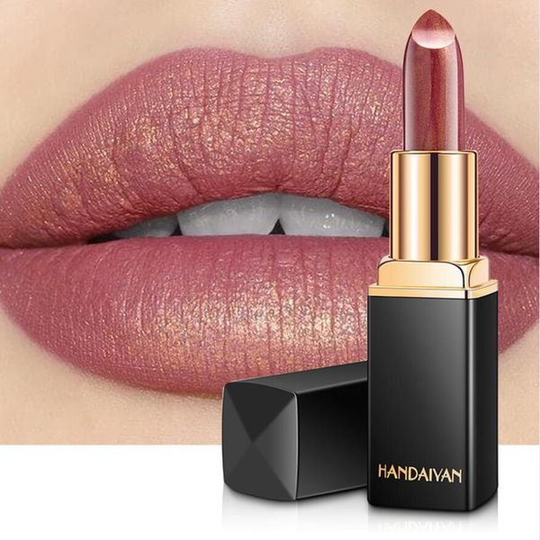HANDAIYAN Glitter Lippenstift Temperaturänderung Farbe Lippenstift Wasserdicht Shimmer Rouge Größere Lippen Tattoo Shiny Makeup