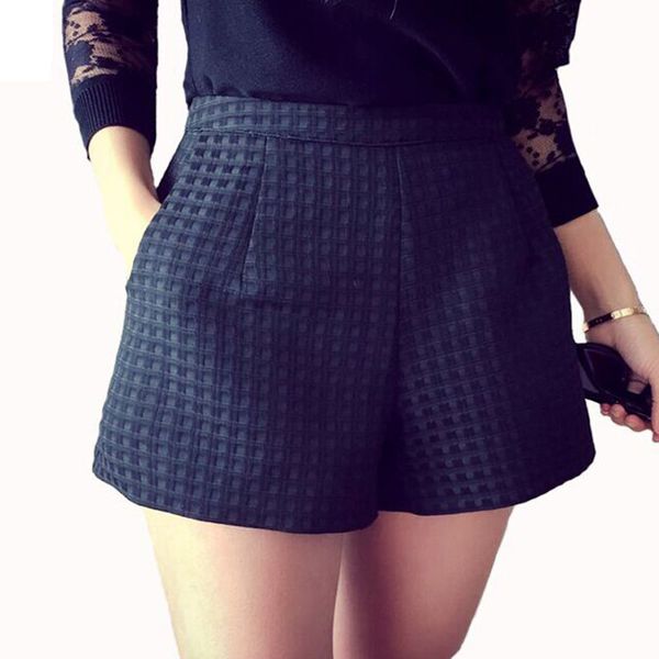 

ladies shorts for women fashion new joker solid dark plaid shorts high waisted korean casual women jeans shorts crochet drop shipping, White;black
