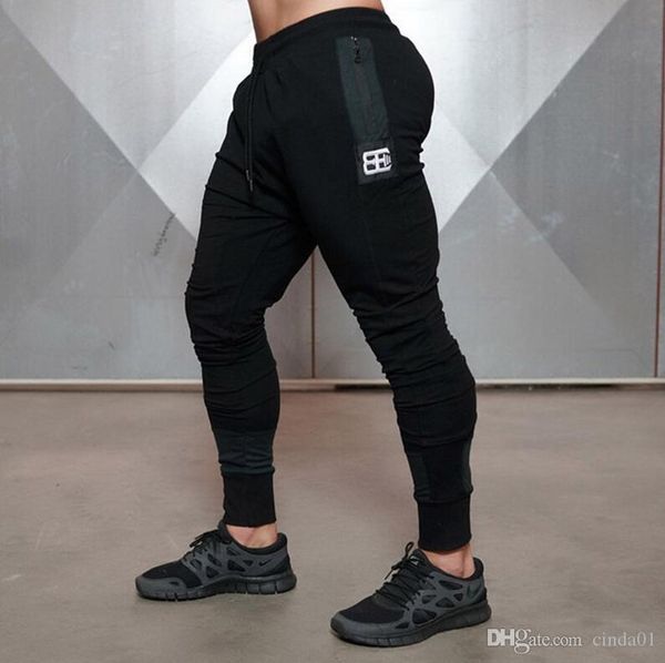 

mens be вышитые бренд дизайнер jogger брюки мышцы брат тренировочные брюки мужской повседневный сплошной цвет карандаш брюки тренажерный зал, Black