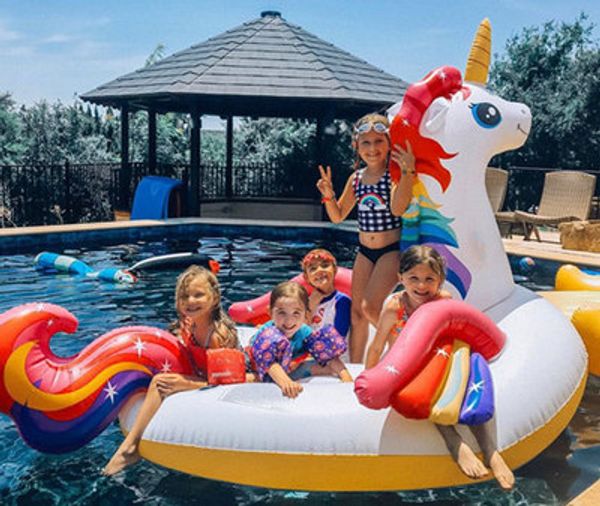 

200cm/290cm inflatable unicorn giant pool float toy swimming ring mattress kids beach water family party djs0102