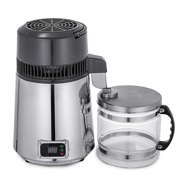 

stainless steel water distiller 750w water distillation kit 1.1 gallon/4 l water distiller home counterconnection bottle glass container