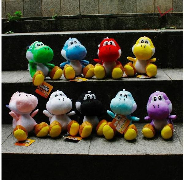 

good 18cm super mario bros yoshi 7" soft plush doll toys 9 colors to choose blue green red black purple pink white light blue yellow