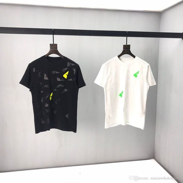 

20ss european french spring and summer latest style fashion full body small eyes printing wild t-shirt high-end cotton tee, White;black