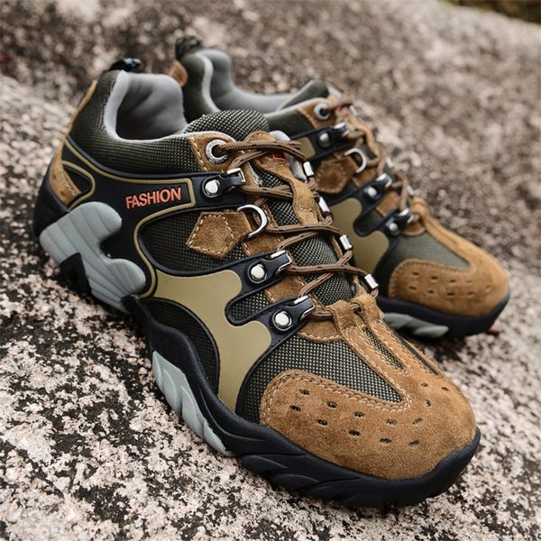 

winter men sport walking shoes breathable genuine leather men outdoor camping trekking training shoes walking sneakers