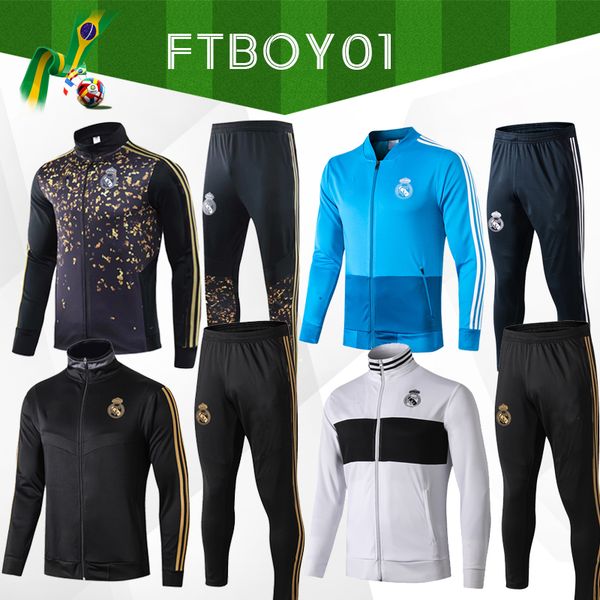 

2019/20 real madrid tracksuit soccer jacket full zipper tracksuit 2019 2020 real madrid maillot de foot isco survÃªtement chandal, Black
