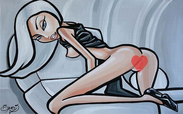 

wj- cartoon lady naked woman sister body home decor handpainted &hd print oil painting on canvas wall art canvas pictures 200