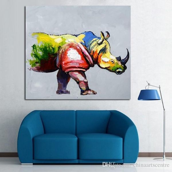 

a. handpainted & hd print modern abstract animal art oil painting rhino on canvas wall art home office deco a13
