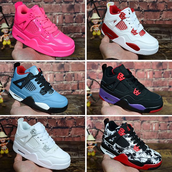 

nike air jordan 4 retro 2019 new jumpman 4 детские баскетбольные кроссовки детская спортивная спортивная обувь gym red chicago boy girls 4s, Black