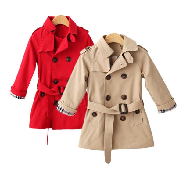 

2020 new children's double breasted trench coat for girls medium and long children's casual coat for children autumn 25, Blue;gray