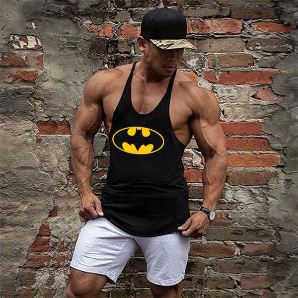 

new bodybuilding men stringer tank print fitness singlets sporting vest muscle sleeveless tank shirt, White;black