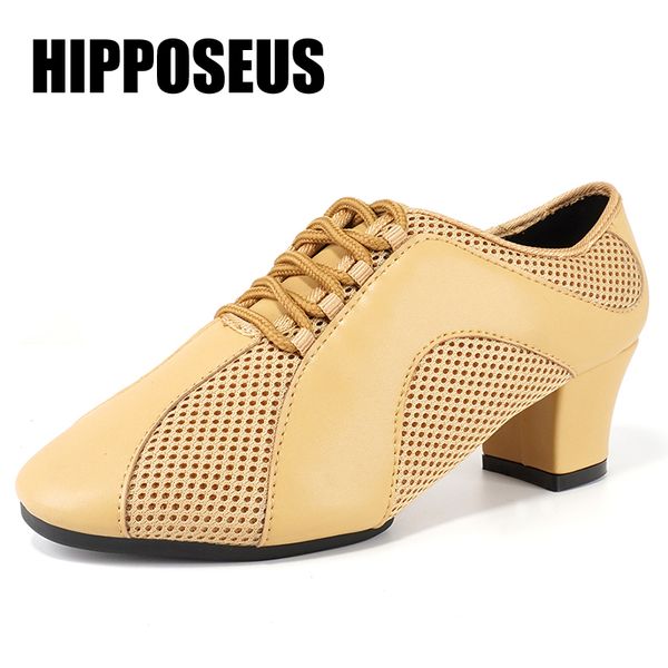 

modern dance shoes mesh/pu professional ballroom tango latin rubber sole for women/men/boys/girls 5cm square heels dancing shoes