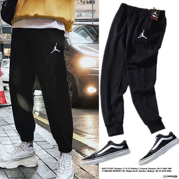

jd designer men sweat pants 2019 winter new large size sports pants cotton breathable comfortable sweat pants classic casual fashion america, Black