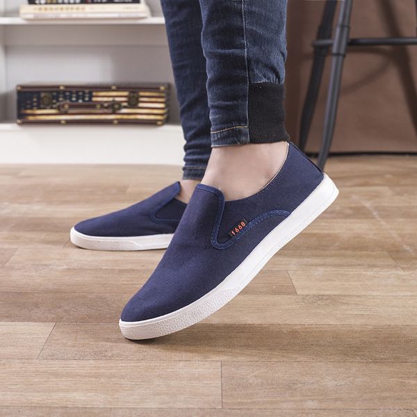 

2019 spring new fashion men's casual shoes korean-style-canvas shoes comfortable slip-on loafers currently available wholesale, Black