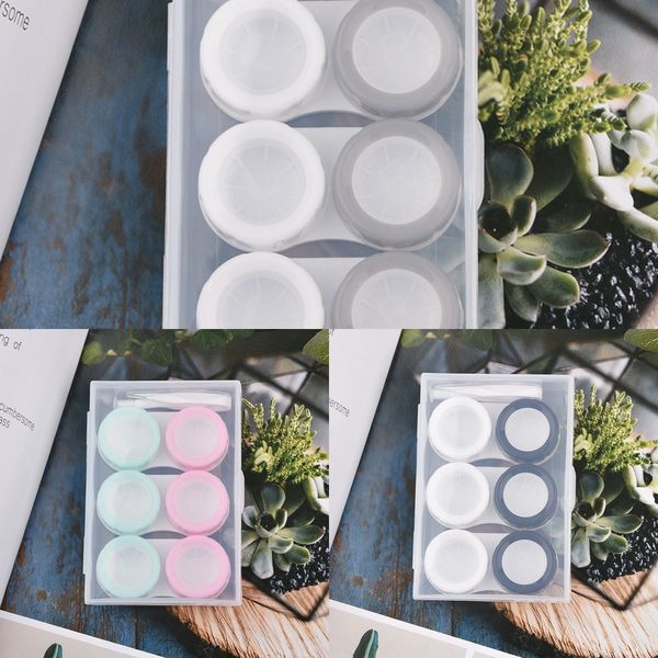 

cdv12 three pairs of case case nursing glasses invisible glasses care contact lenses display and storage transparent contact lenses box comp, Blue