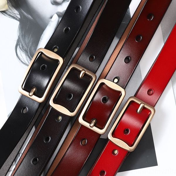 

women's pants pin leather pants leather all-match belt women's decoration simple pin buckle pure cowhide trousers belt female stud, Black;brown