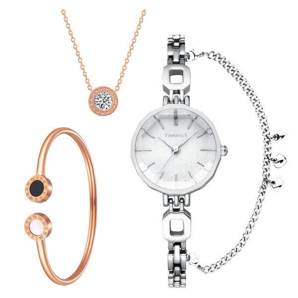 

creati ms new fashion ladies watch necklace bracelet set woman watch copper waterproof 30m female creative gir clock, Slivery;brown