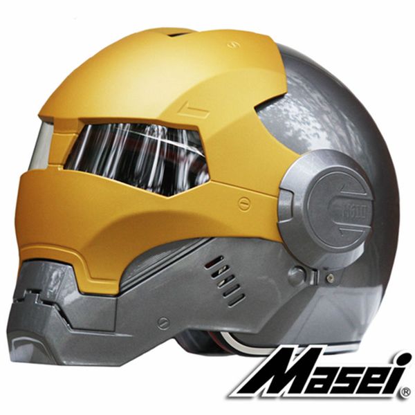 

2016 new grey/ gold masei ironman iron man helmet motorcycle helmet mens womens half open face 610 abs casque motocross
