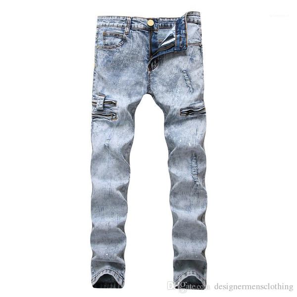 

color pants light blue skinny jeans fashion designer male apparel luxury fold trousers mens washed silod