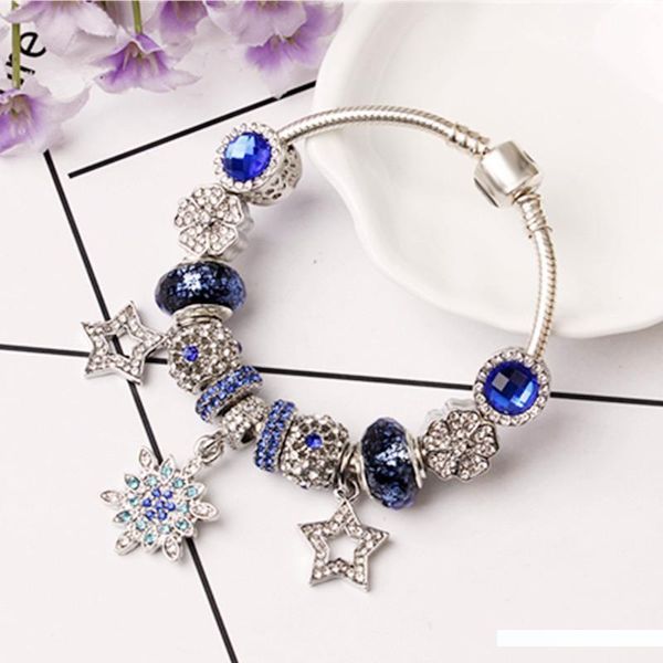 

личность мода micro-set hollow пятиконечная звезда подвеска браслет творческий blue crystal бисера браслет, Black